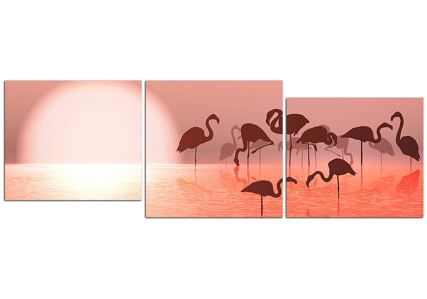 Obraz na plátně - Plameňák silueta - panoráma Obraz na plátně - Plameňák silueta - panoráma